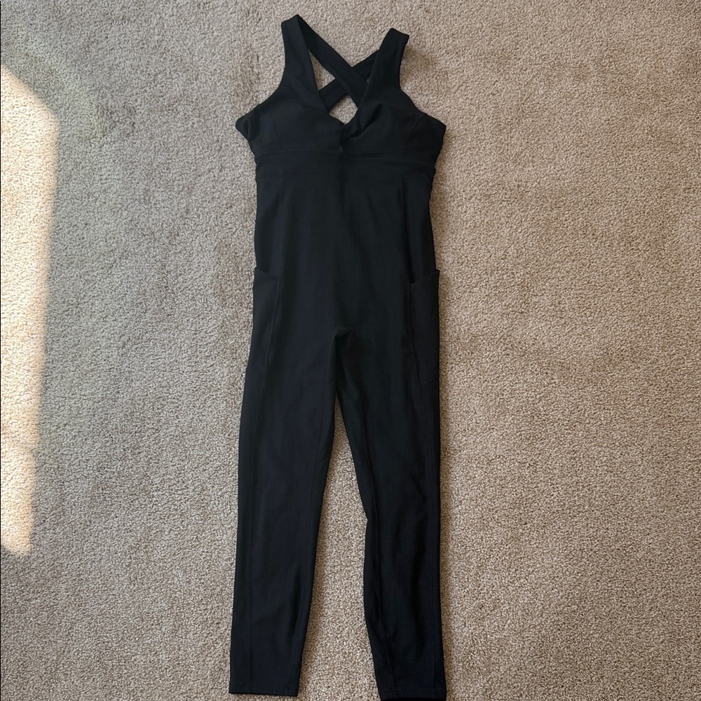 Fabletics Black Cross-Back Legging Jumpsuit